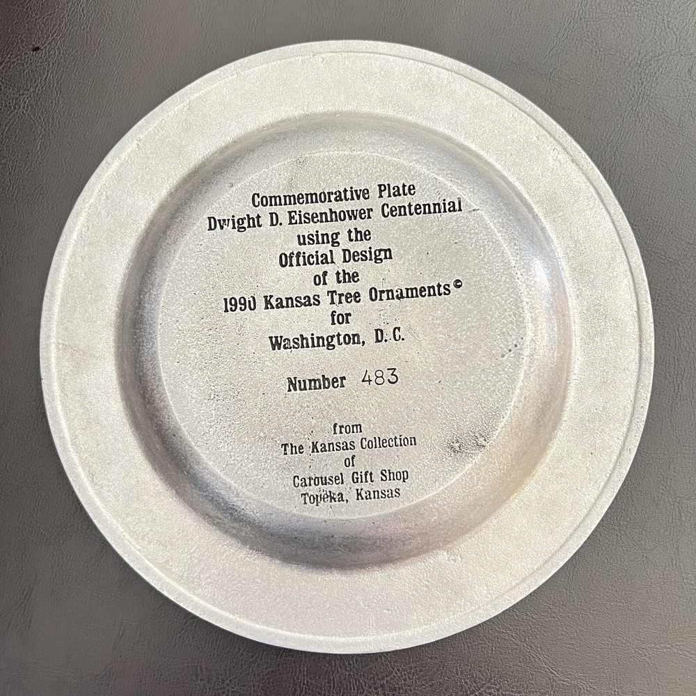 VINTAGE KANSAS EISENHOWER CENTENNIAL 1890 - 1990 COMMEMORATIVE PLATE NUMBER 483‎ - Picture 8 of 9